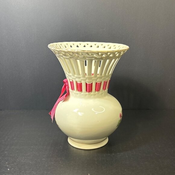 Formalities by Baum Bros Vase Victorian Roses 7.5'' with Matching Rose Ribbon - Picture 3 of 7